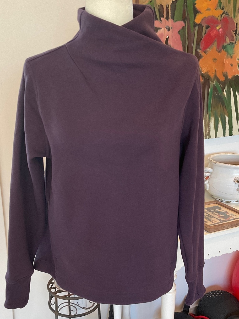 Athleta Eggplant/Plum Mock Turtleneck Pullover Sweater